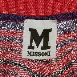 Pre Owned M Missoni Red Patterned Knit Button Front Cardigan M