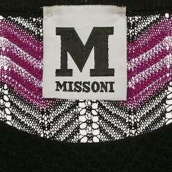 Pre Owned M Missoni Pink/Black Chevron Pattern Knit Long Sleeve Dress M