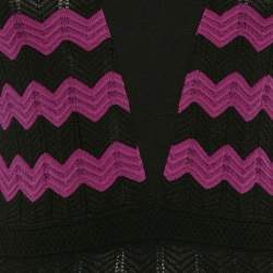 Pre Owned M Missoni Pink/Black Chevron Pattern Knit Long Sleeve Dress M