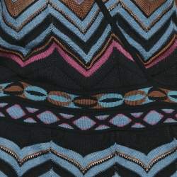 Pre Owned M Missoni  Multicolor Chevron Pattern Knit V-Neck Short Dress L