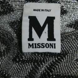 Pre Owned M Missoni Silver Chevron Pattern Lurex Knit Back Tie-Up Detail Dress M