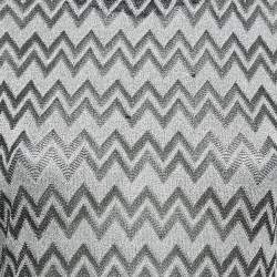 Pre Owned M Missoni Silver Chevron Pattern Lurex Knit Back Tie-Up Detail Dress M