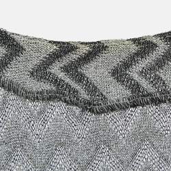 Pre Owned M Missoni Silver Chevron Pattern Lurex Knit Back Tie-Up Detail Dress M