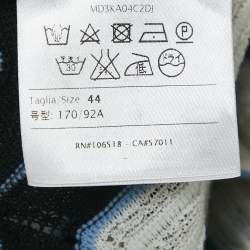 M Missoni Black/Blue Chevron Pattern Knit Open Front Long Cardigan M