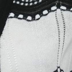 Pre Owned M Missoni White/Black Chevron Pattern Cotton Open Front Cardigan S