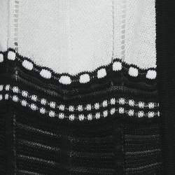 Pre Owned M Missoni White/Black Chevron Pattern Cotton Open Front Cardigan S