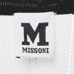 Pre Owned M Missoni White/Black Chevron Pattern Cotton Open Front Cardigan S