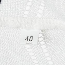 Pre Owned M Missoni White/Black Chevron Pattern Cotton Open Front Cardigan S