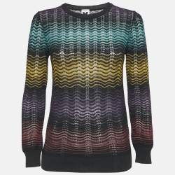M Missoni Multicolor Wave Pattern Knit Long Sleeve Top S