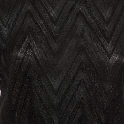 مملوكة مسبقًا توب إم ميسوني تريكوه من اللوريكس الأسود مع تفاصيل ربط أمامية بدون أكمام مقاس كبير (لارج)