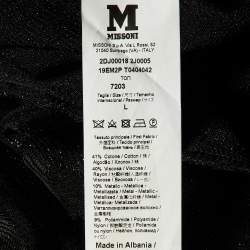 مملوكة مسبقًا توب إم ميسوني تريكوه من اللوريكس الأسود مع تفاصيل ربط أمامية بدون أكمام مقاس كبير (لارج)