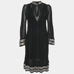 M Missoni Black Patterned Knit Sequin Detail Short Dress M