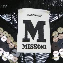 M Missoni Black Patterned Knit Sequin Detail Short Dress M
