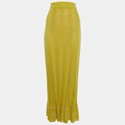 M Missoni Yellow Ribbed Knit Maxi Skirt M