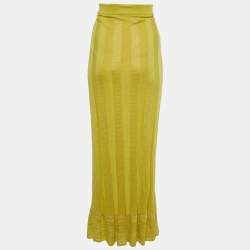 M Missoni Yellow Ribbed Knit Maxi Skirt M