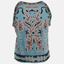 M Missoni Blue Patterned Lurex Knit Crop Top M
