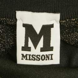 M Missoni Black Patterned Lurex Knit Wide Leg Trousers L