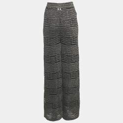 M Missoni Black Patterned Lurex Knit Wide Leg Trousers L