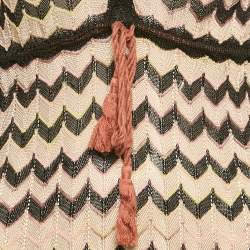 M Missoni Brown Chevron Pattern Knit V-Neck Short Dress M