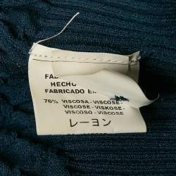 M Missoni Navy Blue Textured Knit Ribbon Detail Cardigan S