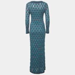 M Missoni Teal Blue Patterned Knit Maxi Dress S