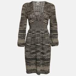M Missoni Black Patterned Lurex Knit Mini Dress M