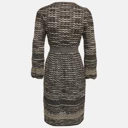 M Missoni Black Patterned Lurex Knit Mini Dress M