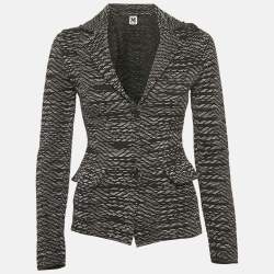 M Missoni Black Patterned Wool Knit Blazer S