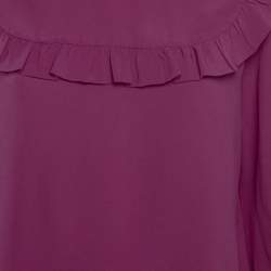 Pre Owned M Missoni Pink Silk Ruffled Long Sleeve Shirt 