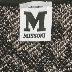 Pre Owned M Missoni Black Patterned Lurex Knit Long Cardigan S