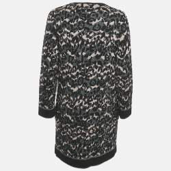 Pre Owned M Missoni Black Patterned Lurex Knit Long Cardigan S
