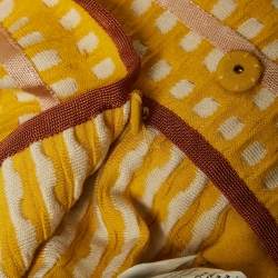 M Missoni Yellow Patterned Knit Short Sleeve Cardigan M