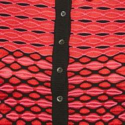 M MissonI Red Crochet Collar Patterned Knit Cardigan S