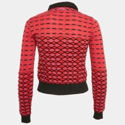 M MissonI Red Crochet Collar Patterned Knit Cardigan S