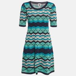 M Missoni Blue Pattered Knit Mini Dress M