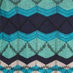 M Missoni Blue Pattered Knit Mini Dress M