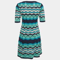 M Missoni Blue Pattered Knit Mini Dress M