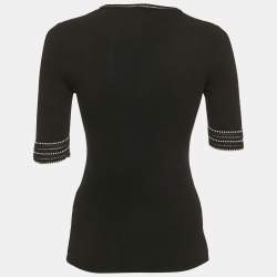 Pre Owned M Missoni Black Stretch Knit Short Sleeve Top S