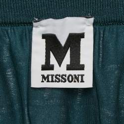 Pre Owned M Missoni Teal Blue Patterned Lurex Knit Mini Skirt M