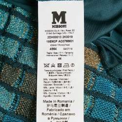 Pre Owned M Missoni Teal Blue Patterned Lurex Knit Mini Skirt M