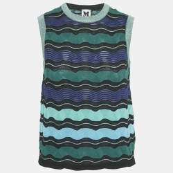M Missoni Green Patterned Lurex Knit Sleeveless Top S