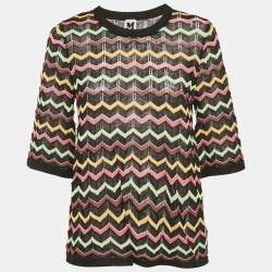 M Missoni Black Patterned Knit Sheer Top M 