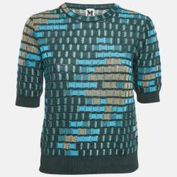 M Missoni Green/Blue Patterned Lurex Knit Top M
