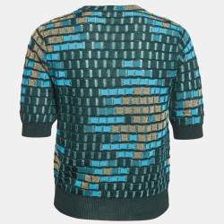 M Missoni Green/Blue Patterned Lurex Knit Top M