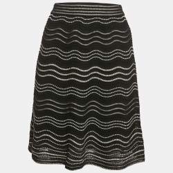 Pre Owned M Missoni Black Patterned Flared Short Skirt S