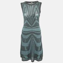 M Missoni Blue Lurex Knit Short Dress S