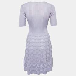 M Missoni Purple Patterned Cotton Blend Knit Short Dress S