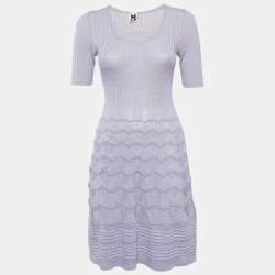 M Missoni Purple Patterned Cotton Blend Knit Short Dress S