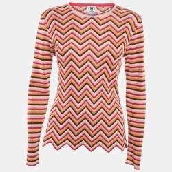 M Missoni Multicolor Chevron Lurex Knit Long Sleeve Jumper L