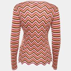 M Missoni Multicolor Chevron Lurex Knit Long Sleeve Jumper L
